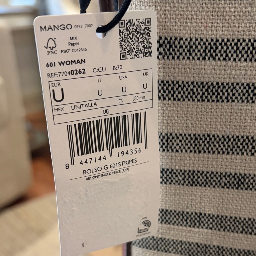 Mango Stripe Printed Shopper Bag/NWT - Picture 7 of 14